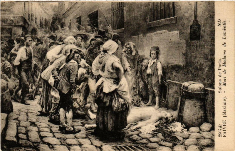 Carte postale ancienne Salon de Paris Faivre Maxime Morte de Madame Lamballe à Paris