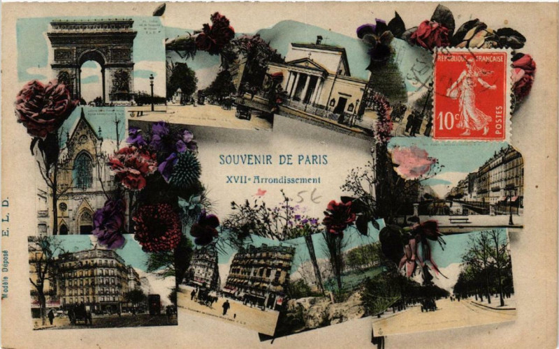 Carte postale ancienne Souvenir de Paris - XVIIe Arrondissement à Paris 17e