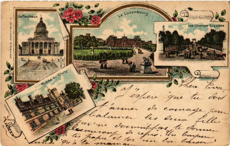 Carte postale ancienne Souvenir de Paris Litho à Paris