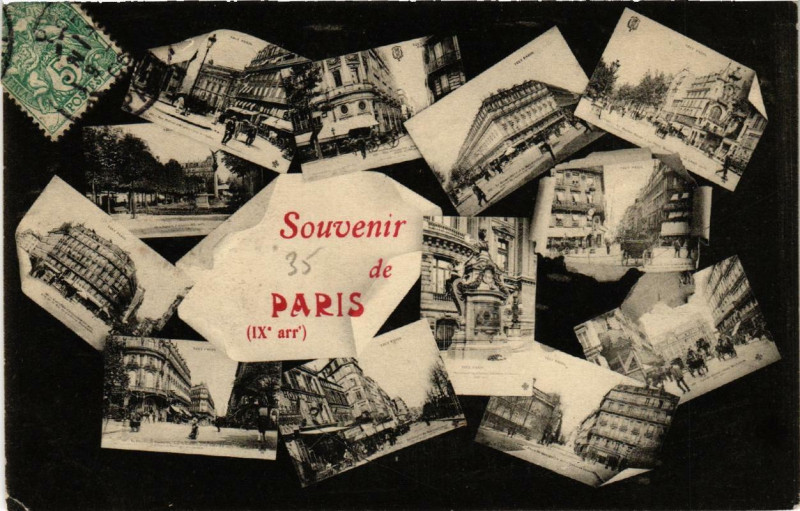 Carte postale ancienne Souvenir de Paris (9e) à Paris 9e