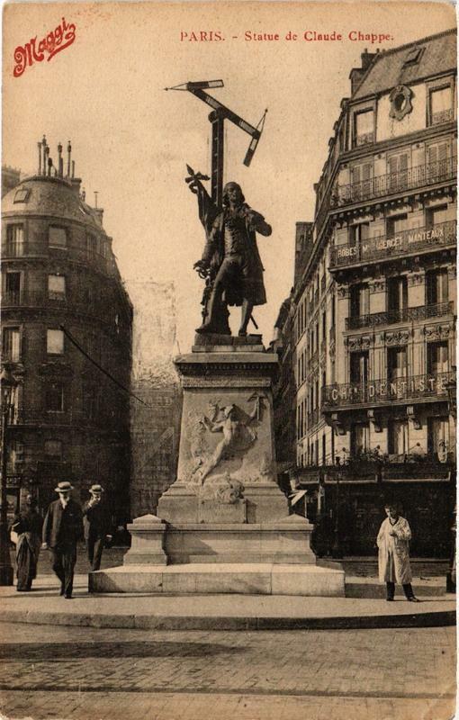 Carte postale ancienne Paris Statue de Claude Chappe à Paris
