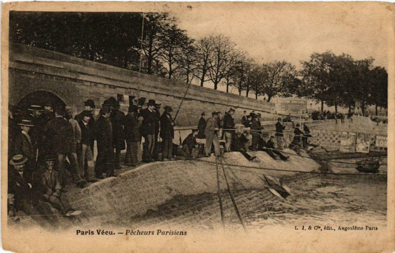 Carte postale ancienne Paris Vécu. Pecheurs Parisiens à Paris