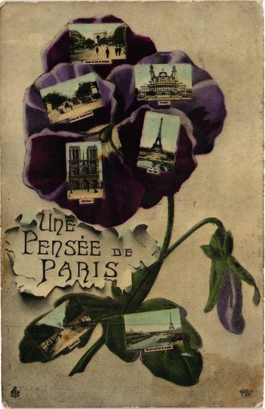 Carte postale ancienne Une Pensée de Paris à Paris