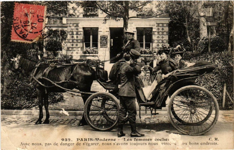 Carte postale ancienne Paris Moderne. Les Femmes cochers à Paris