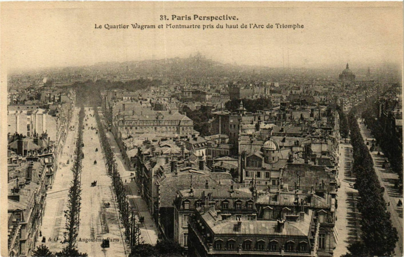 Carte postale ancienne Paris Perspective. 33. Quartier Wagram et Montmartre à Paris