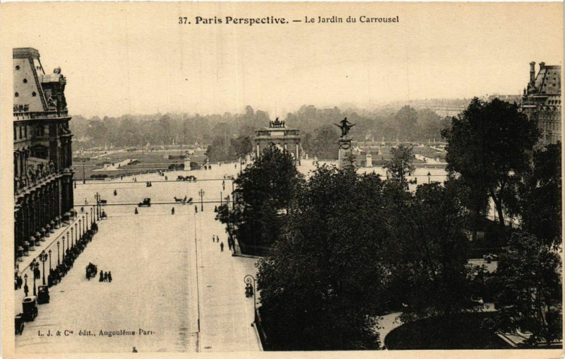 Carte postale ancienne Paris Perspective. 37. Jardin du Carrousel à Paris