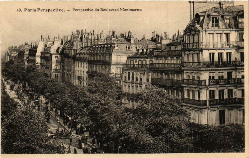 Carte postale ancienne Paris Perspective. 49. Boulevard Montmartre à Paris