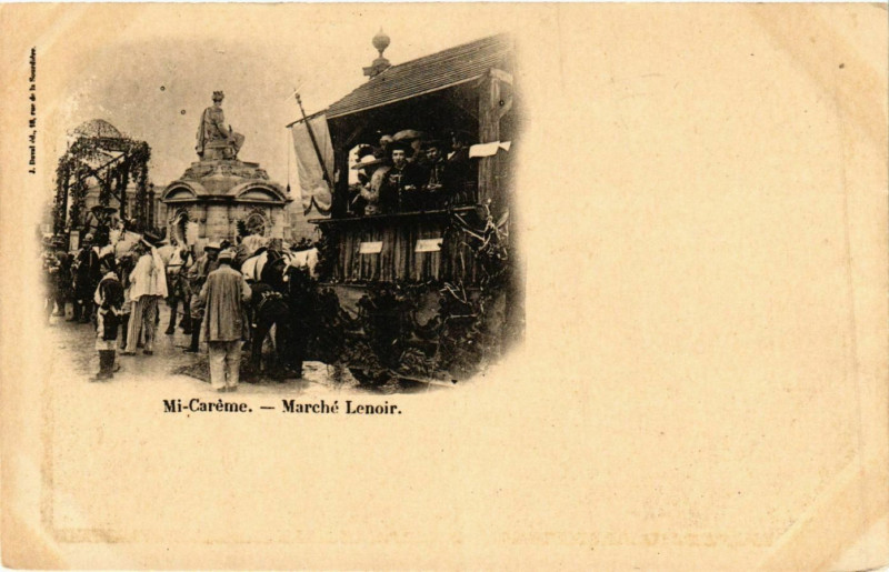 Carte postale ancienne Paris Mi-Careme Marché Lenoir à Paris