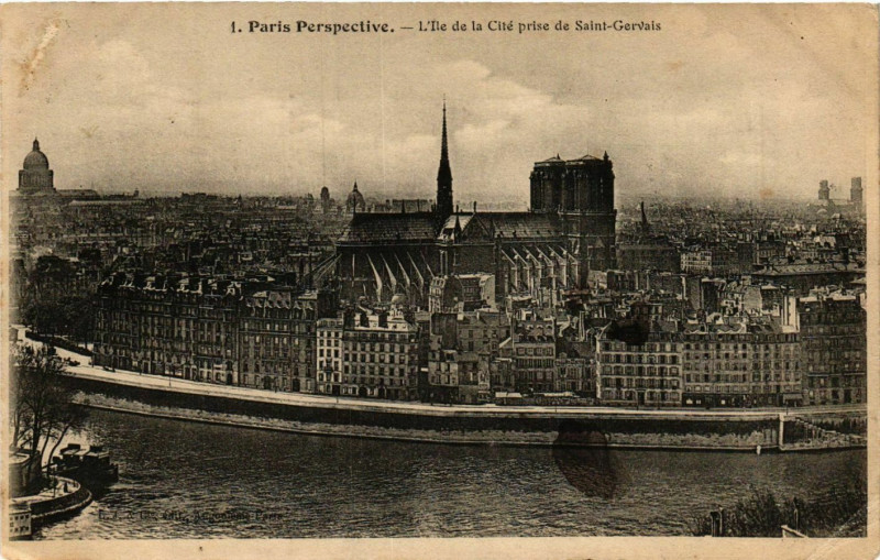 Carte postale ancienne Paris Perspective. 1. Ile de la Cite à Paris