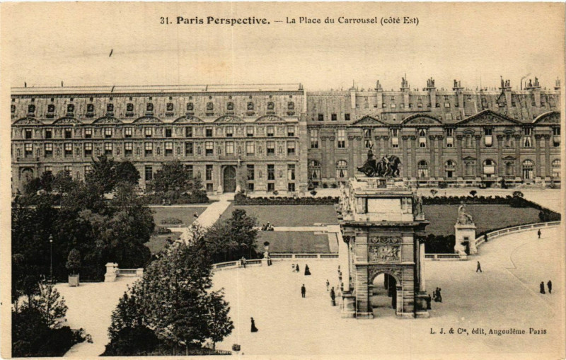 Carte postale ancienne Paris Perspective. 31. Place du Carrousel cote Est à Paris
