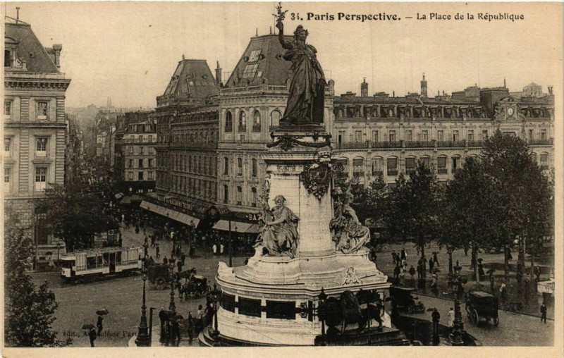 Carte postale ancienne Paris Perspective. 34. Place de la Republique à Paris