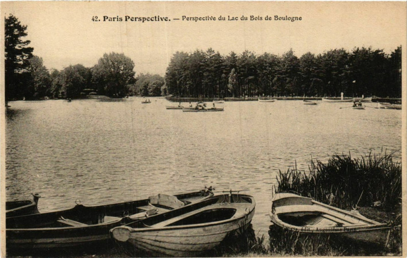 Carte postale ancienne Paris Perspective. 42. Bois de Boulogne lac à Paris