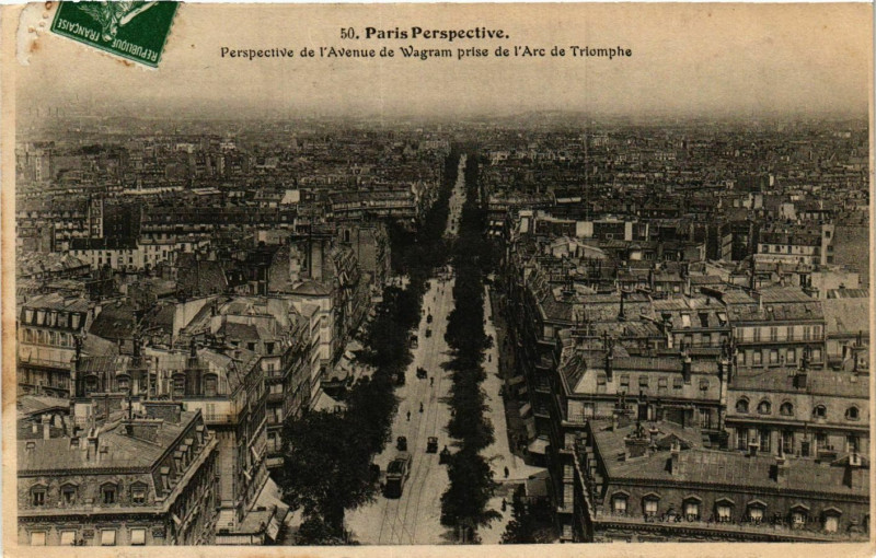 Carte postale ancienne Paris Perspective. 50. Avenue de Wagram à Paris