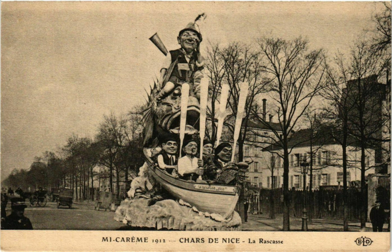 Carte postale ancienne Paris Mi-Careme 1912 Chars de Nice La Rascasse à Paris