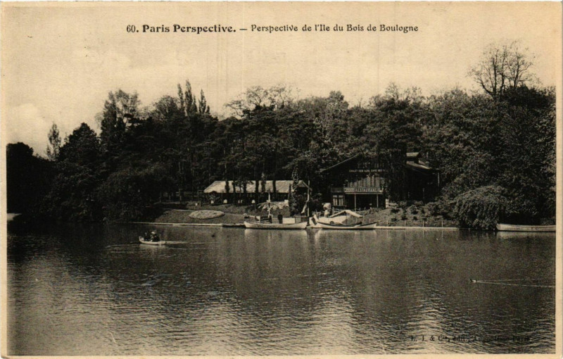 Carte postale ancienne Perspective de l'Ile du Bois de Boulogne à Paris