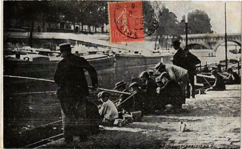 Carte postale ancienne Paris Pecheurs Parisiens à Paris