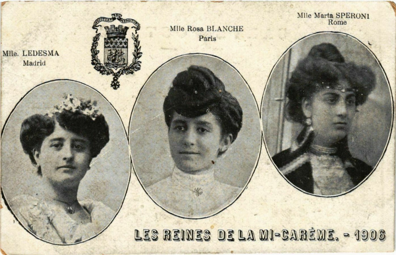 Carte postale ancienne Paris Mi-Careme 1906 Les Reines à Paris