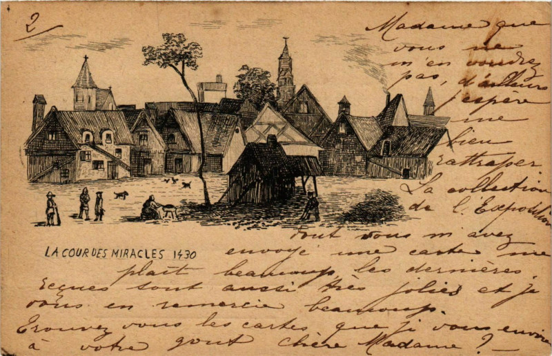 Carte postale ancienne Paris La Cour des Miracles 1430 à Paris