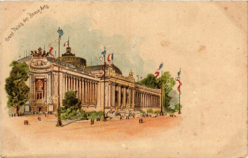 Carte postale ancienne Paris Expo 1900 Grand Palais des Beaux-Arts à Paris
