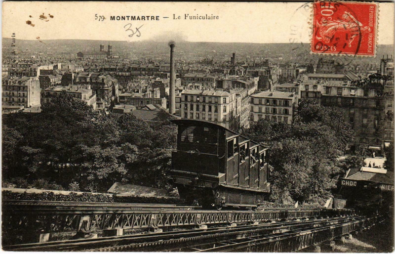 Carte postale ancienne Montmartre - Le Funiculaire à Paris 18e