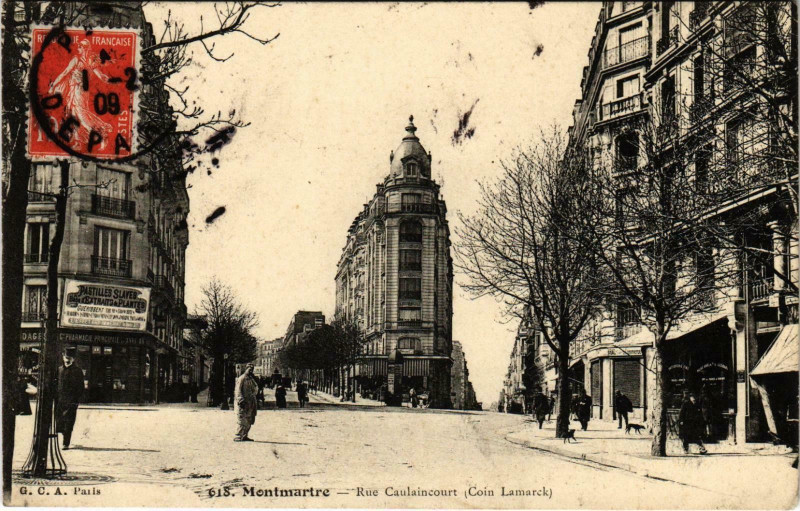 Carte postale ancienne Montmartre - Rue Caulaincourt (Coin Lamarck) à Paris 18e