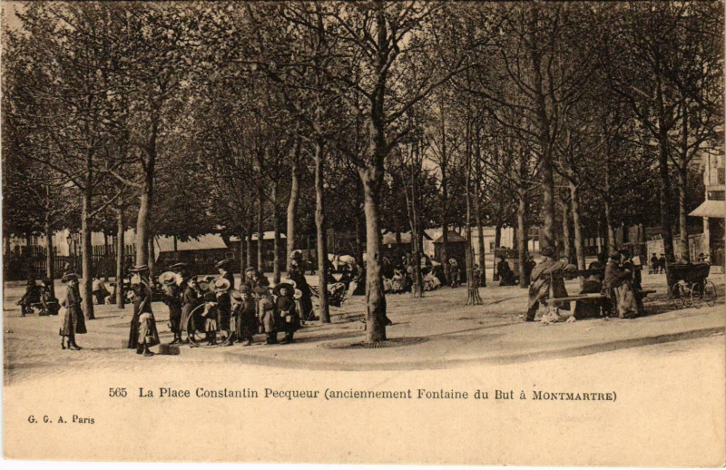 Carte postale ancienne La place Constantin Pecqueur à Montmartre à Paris 18e
