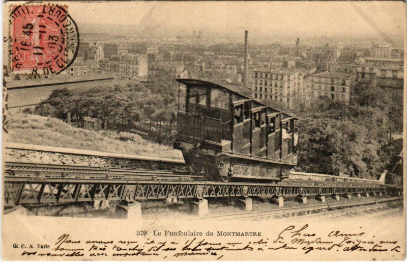 Carte postale ancienne Le Funiculaire de Montmartre à Paris 18e