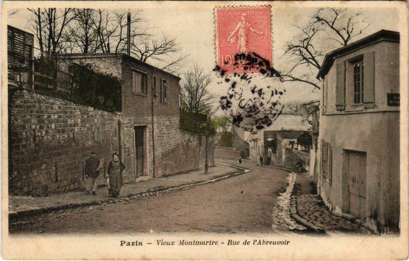 Carte postale ancienne Vieux Montmartre - Rue de l'Abreuvoir à Paris 18e