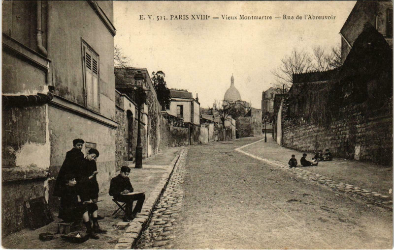 Carte postale ancienne Vieux Montmartre - Rue de l'Abreuvoir à Paris 18e