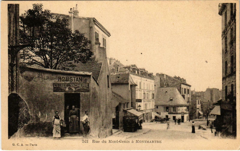 Carte postale ancienne Rue du Mont-Cenis à Montmartre à Paris 18e