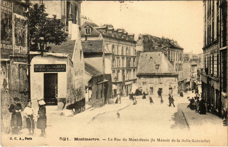 Carte postale ancienne Montmartre - La Rue du Mont-Cenis - Le Manoir de la belle Gabrielle à Paris 18e