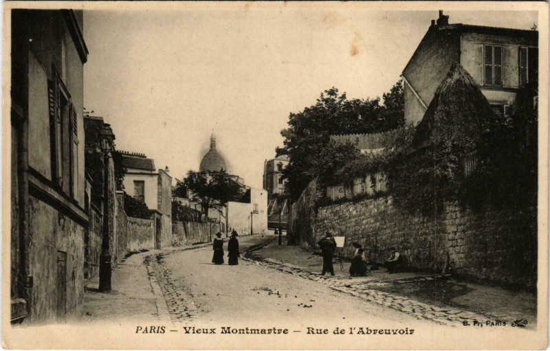 Carte postale ancienne Vieux Montmartre - Rue de l'Abreuvoir à Paris 18e