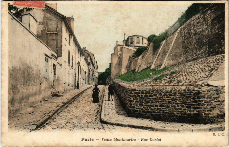 Carte postale ancienne Vieux Montmartre — Rue Cortot à Paris 18e