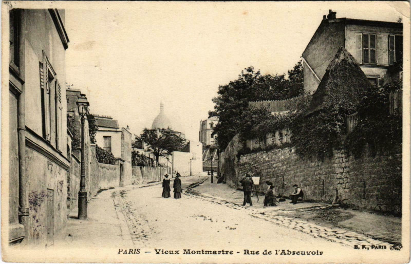 Carte postale ancienne Vieux Montmartre - Rue de l'Abreuvoir à Paris 18e