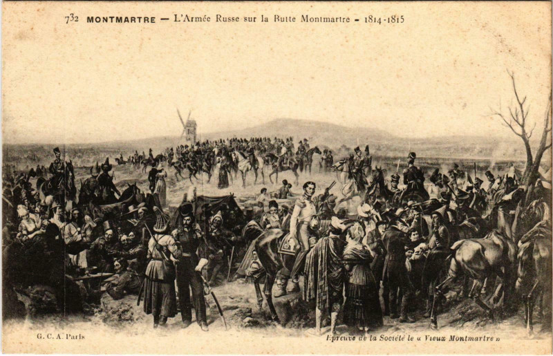 Carte postale ancienne L'Armée Russe sur la Butte Montmartre - 1814-1815 à Paris 18e