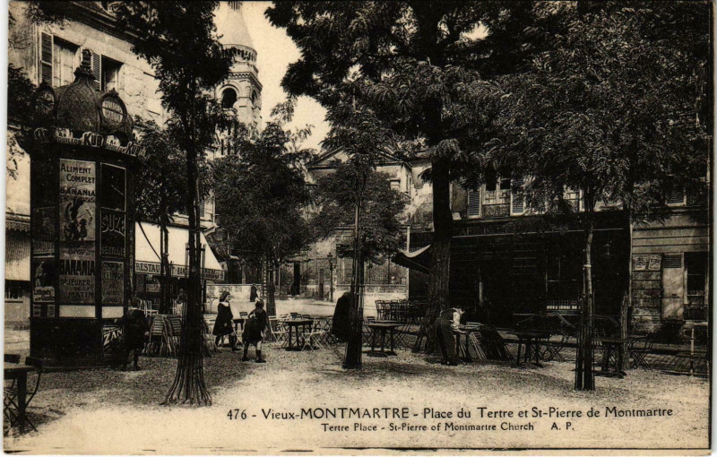 Carte postale ancienne Vieux Montmartre - Place du Tertre et Saint-Pierre de Montmartre à Paris 18e
