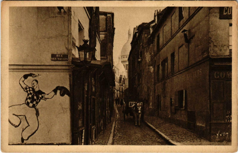 Carte postale ancienne Montmartre - La Rue Saint-Rustique à Paris 18e