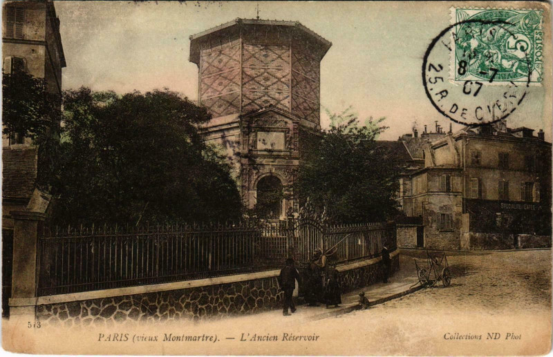 Carte postale ancienne Vieux Montmartre - L'Ancien Réservoir à Paris 18e