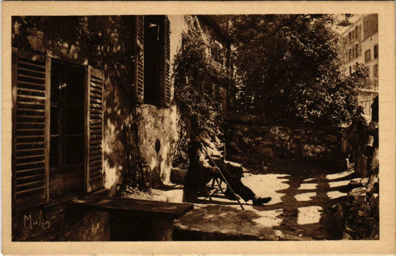Carte postale ancienne Le Lapin Agile cabaret artistique de Montmartre - le Père Frédé à Paris 18e