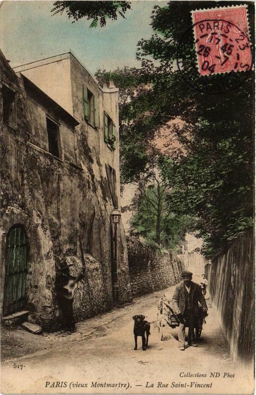 Carte postale ancienne Vieux Montmartre - La Rue Saint-Vincent à Paris 18e