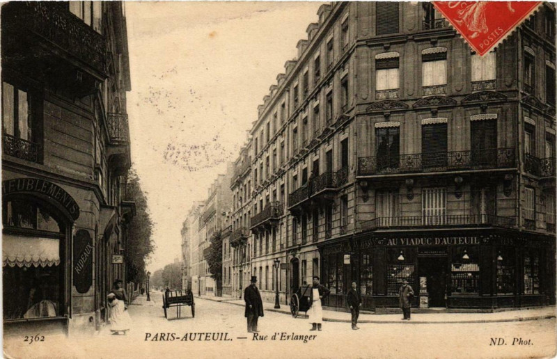 Carte postale ancienne Auteuil - Rue d'Erlanger à Paris 16e
