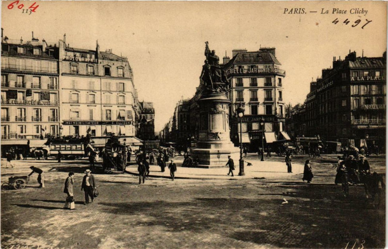 Carte postale ancienne La Place Clichy à Paris 9e