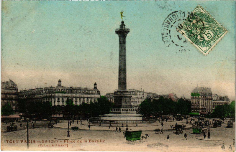 Carte postale ancienne Tout Paris (4e) Place de la Bastille à Paris 4e
