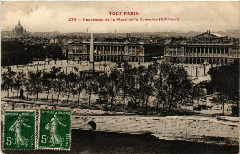 Carte postale ancienne Tout Paris (8e) Panorama de la Place de la Concorde à Paris 8e