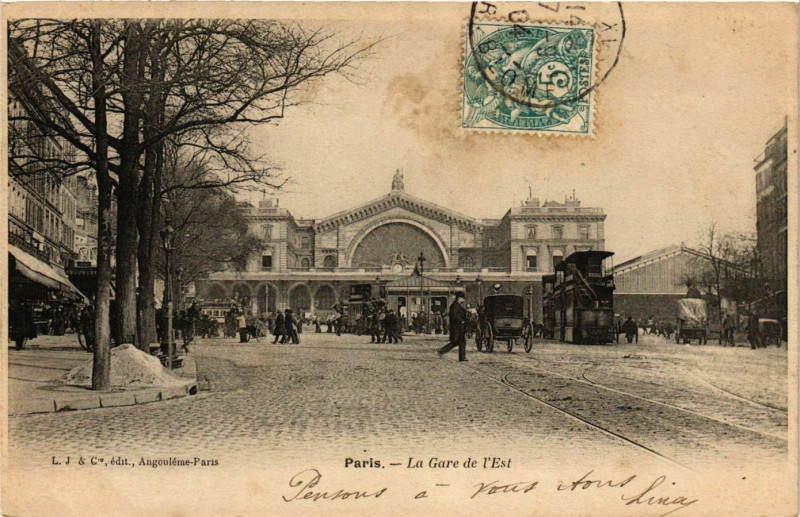 Carte postale ancienne Paris. La Gare de l'Est à Paris 10e