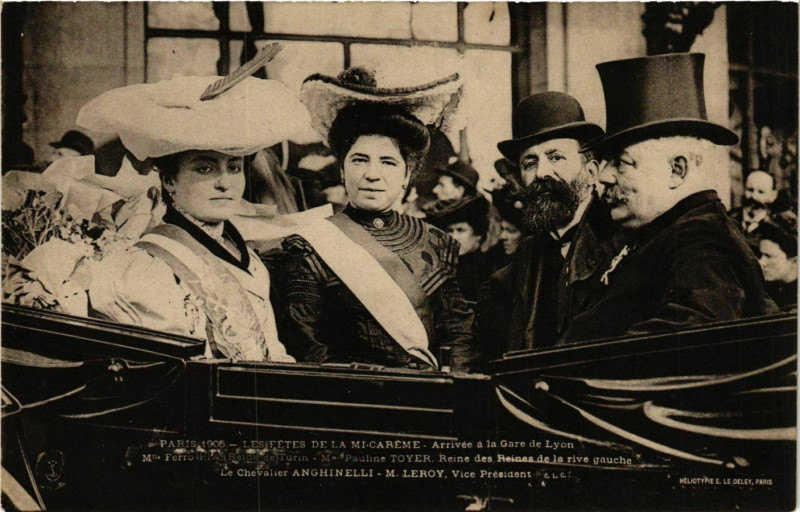 Carte postale ancienne Paris Mi-Careme 1905 Arrivée a la Gare de Lyon à Paris