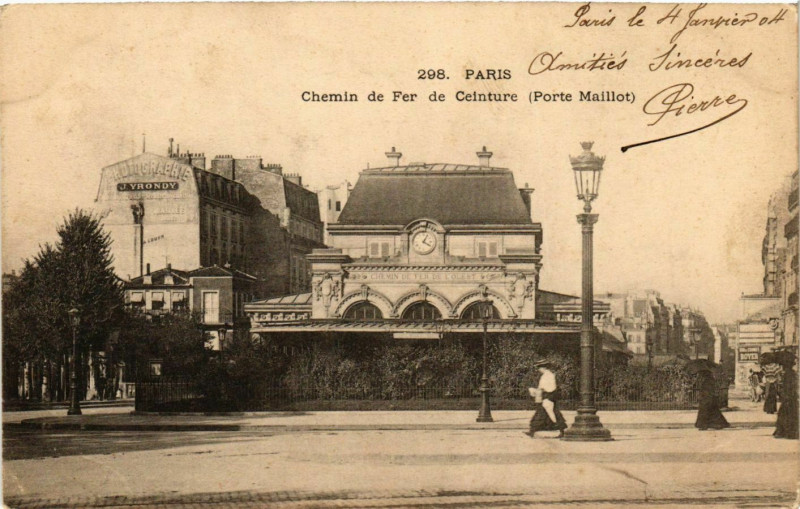 Carte postale ancienne Chemin de fer de Ceinture (Porte-Maillot) à Paris 17e