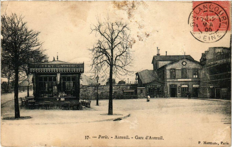 Carte postale ancienne Auteuil - La Gare à Paris 16e