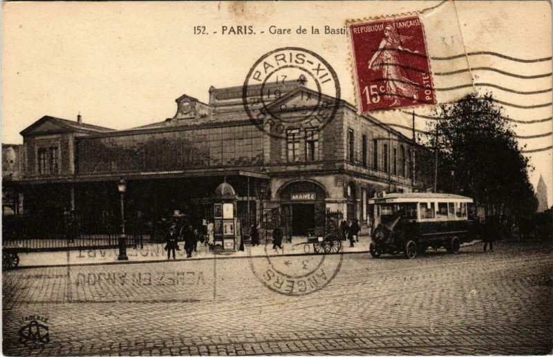 Carte postale ancienne Paris 4e Gare de la Bastille à Paris 4e