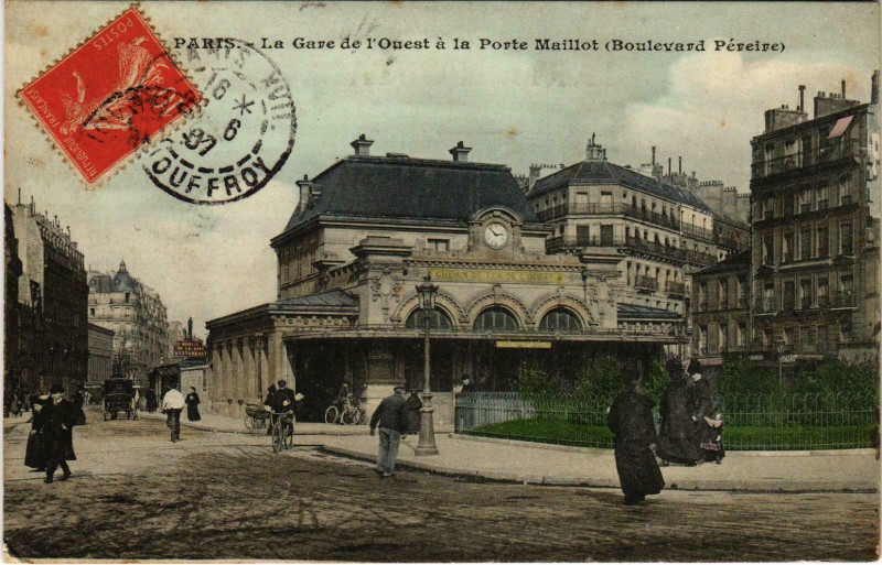 Carte postale ancienne Gare de l'Ouest à la Porte-Maillot (Boulevard Péreire) à Paris 17e
